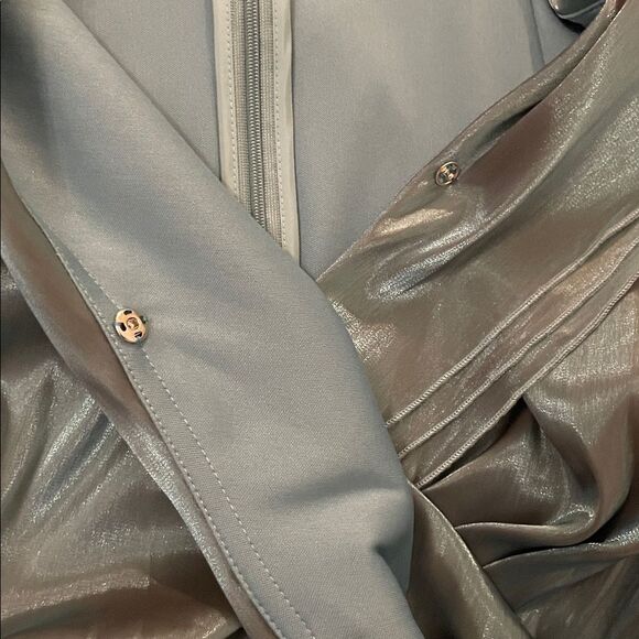 Cachet Blue-Green Dressy Faux Wrap Jacket Blouse Womens Size 12 Party - Picture 4 of 12